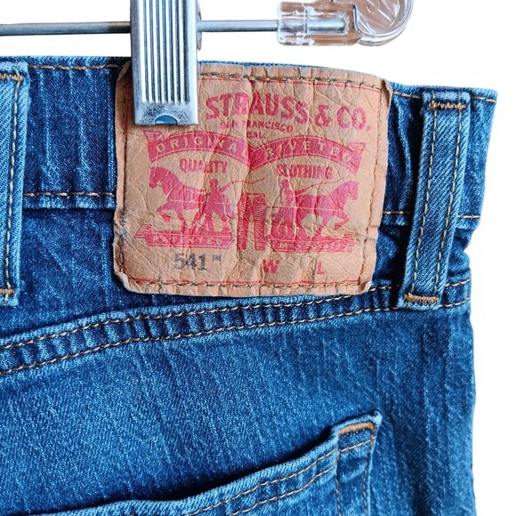 38x36 Levis 541 Vintage Blue Denim Jeans Strtch Relaxed Fit Straight Leg Mens - Picture 3 of 9